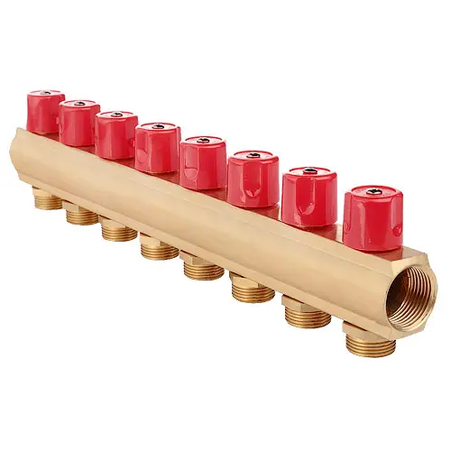 Балка колекторна FADO з вентилями 1"x3/4" x8 - Зображення 1