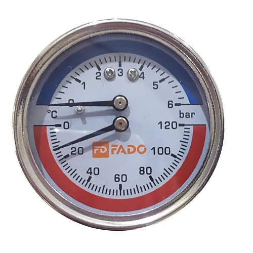 Термоманометр FADO фронтальний Д63 1/2" 120°С 6 бар - Зображення 1